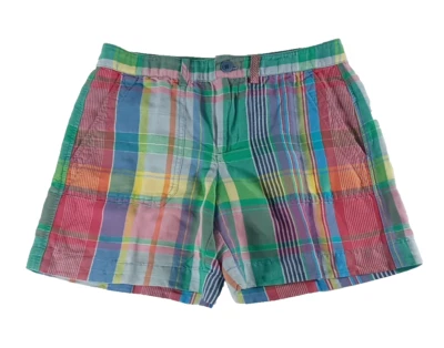 Pantalones Cortos Lauren Ralph Lauren Talla 2 Cuadros Madras Mezcla de Lino Preppy Foto 1 de 4