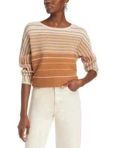 Womens TAHARI Brown Striped Sweater Size XS Extra Small Boat Neck - Picture 1 of 7