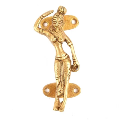Set of 2 Antique Woman Brass Golden Figurine Door Pull Handle Vintage Style Cover