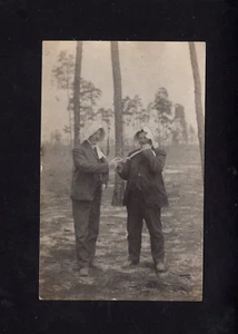Real Photo Card 1906 Two Grown Men Wearing Baby Bonnets - Picture 1 of 2