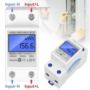 Digitale LCD Stromzähler 5(80) A 230V Wechselstromzähler Hutschiene KWh Zähler - Bild 1 von 11