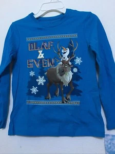 Disney Frozen LS Crew Neck Blue Graphic T Shirt Kids Size 7 NWT - Picture 1 of 12