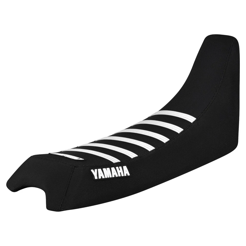 Cubierta de asiento con pinza Yamaha Big Wheel 200 1985-1988 todo negro/blanco costilla #397 logotipo Foto 1 de 4