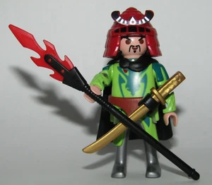 Playmobil Green Samurai Knight Warrior w/ black Layer & golden katana - C39 - Picture 1 of 4