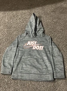 Boys Nike Gray With Orange/White Logo Hoodie Size 6 - Picture 1 of 3