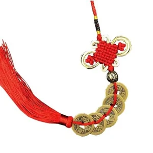 Monedas de Feng Shui de 5 piezas nudo chino para riqueza y éxito monedas colgantes de la suerte - Imagen 1 de 6