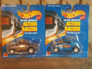 2 Hot Wheels Die Cast Motorized Action Racers With Pull Back Action 1:43 Scale - Picture 1 of 5