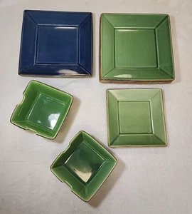 Pottery Barn ASIAN SQUARE Cobalt Blue Green Bowl Salad Dinner Plates CHOOSE pcs - Picture 1 of 15