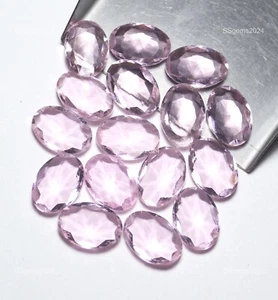Lote de 10 piezas de suministro único de collar de kuncita rosa creado en laboratorio ovalado facetado 10x12 mm - Imagen 1 de 5