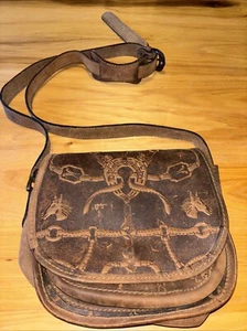 Vintage TNT Hand Made Rawhide Tooled Purse. Brown, Beautiful And Unique!! - Picture 1 of 11