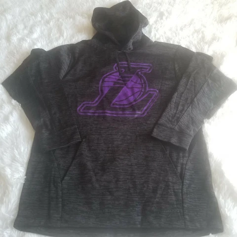 Los Angeles Lakers Fanatics Pullover Hoodie Sweater Gray Purple   Men's S Small Cover