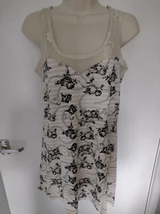 Jersey and Lace Sleeveless Top.Size 10 - Picture 1 of 9