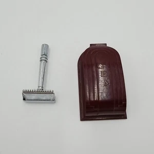 Rasoio di sicurezza micromatico vintage gemma con custodia in bachelite marrone *leggi - Foto 1 di 14