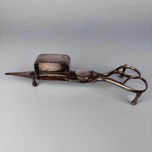 ANTIQUE CANDLE SNUFFER WICK TRIMMER SCISSORS FOOTED METAL SPRUNG - Picture 1 of 8