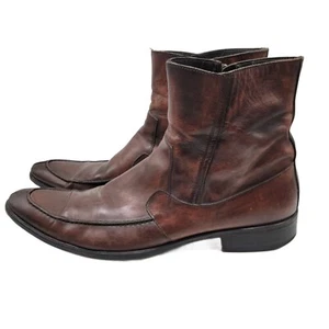 Botas Para Hombre New York Adam Derrick Marrón Cuero Italia Talla 10 Punta - Imagen 1 de 20