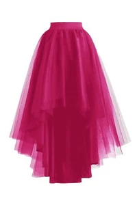 Women's High Low Tulle Tutu Long Skirt A-Line Puff Mesh Skirt Solid Color Lay... - Picture 1 of 9