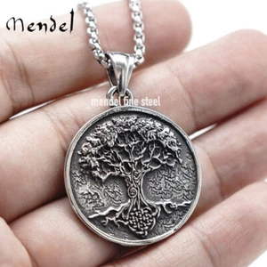 MENDEL Mens Womens Celtic Tree of Life Pendant Necklace Jewelry Set With Chain - Picture 1 of 6