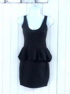 Jersey Knit Black Peplum Dress Tank Gold Zipper Party Little Black Dress Sz S g - Picture 1 of 8