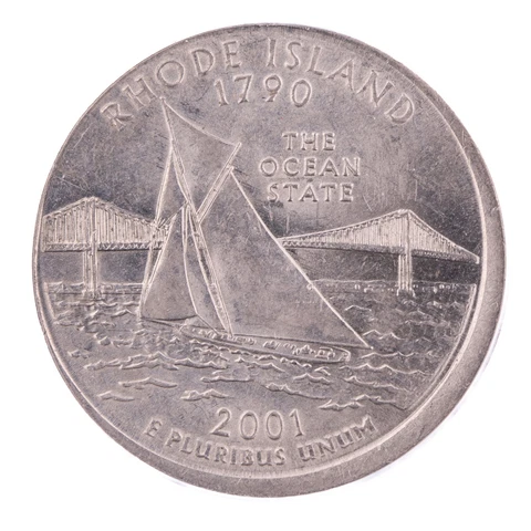 ERROR 2001 D Rhode Island Statehood Quarter ANACS AU50 Struck 5% Off-Center 25c Cover
