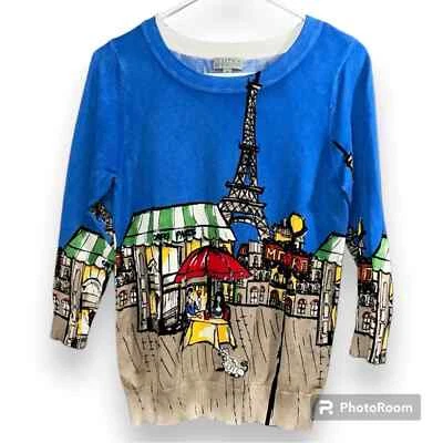 JOSEPH A. size medium women's pullover sweater 3/4 sleeves cafe Paris date night - Image 1 of 4
