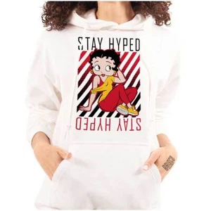 Betty Boop Retro Workout Cartoon Stay Hyped Womens Hooded Sweatshirts Hoodies - Picture 1 of 6