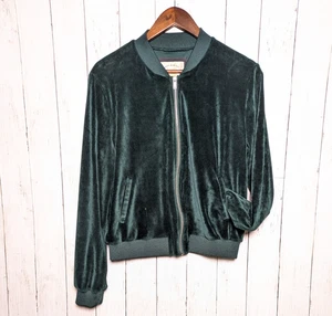 Chaqueta Estilo Vintage Verde Oscuro Terciopelo Cremallera Talla Grande Suave Ropa de Salón Glamour - Imagen 1 de 8