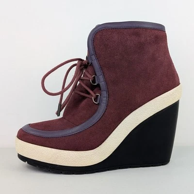 Botas de cuña United Nude plataforma para mujer talla 40 botines de cuero gamuza borgoña  Foto 1 de 4