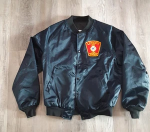 Vintage LEMONT Fire District Work Jacket Navy Blue COOL Large L - Picture 1 of 9
