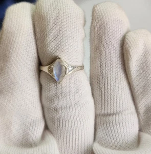 REGENBOGEN MONDSTEIN NATUR EDELSTEIN RING 925 STERLING SILBER SCHMUCK RING 3 BIS 12 - Bild 1 von 5