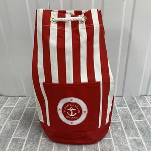 Elizabeth Arden Red Door Large Duffle Canvas Beach Bag Red & White Stripe NWOT - Picture 1 of 6