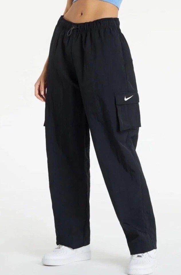LARGE Nike Sportswear Essential Woven Oversized Cargo Pants DO7209-010 Black