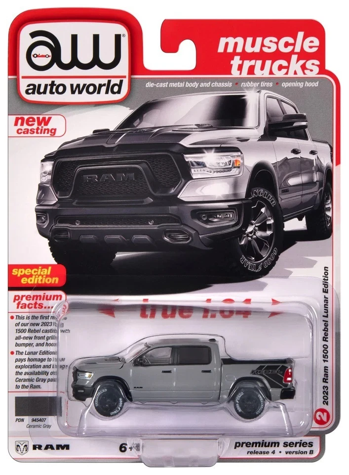 AUTO WORLD - RAM 1500 Rebel Lunar Edition 2023 Grigio Confezionata in Blister... - Immagine 1 di 1