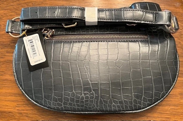 Bebe Grey Josephine Croco Convertible Sling Belt Bag Crossbody Purse Bag