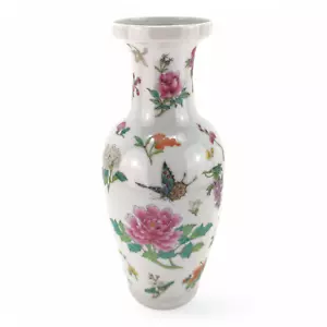 Alte chinesische Porzellan Vase - florales Design - weiß - 31cm - Bild 1 von 8