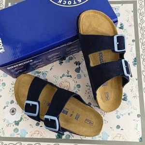 Birkenstock Arizona Midnight Blue Shoes Soft Footbed Suede Leather Sandals 37-45 - Picture 1 of 9