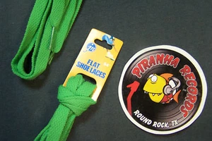 Grün dünne flache 54" x (3/8"-5/8") JN Schnürsenkel Schuhschnüre Piranha Records - Bild 1 von 3