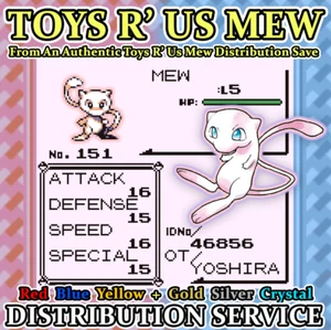 Pokemon Toys R' Us Mew Distribution Service Red Blue Yellow Gold Silver Crystal - Picture 1 of 23