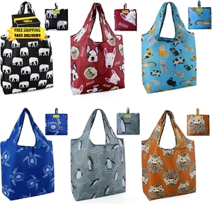 Reusable Grocery Bags Foldable Shopping Bags 6 Pack Cloth Bags with Handles Shop - Picture 1 of 7