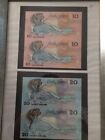 Uncut pair of 1987 cook islands 10$ 20$ pair unc Banknotes ，with frame，rare