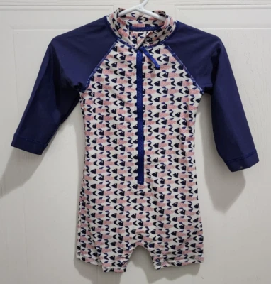 Egg Por Susan Lazar Bebé Una Pieza Cremallera Frontal LS Rashguard Rojo Blanco Azul Pez 12M Foto 1 de 4