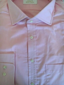 ROPA SÓLIDA Talla 19" ""JERMYN STREET"" 100% ALGODÓN ROSA CAMISA ESPINA ARENQUE - Imagen 1 de 1