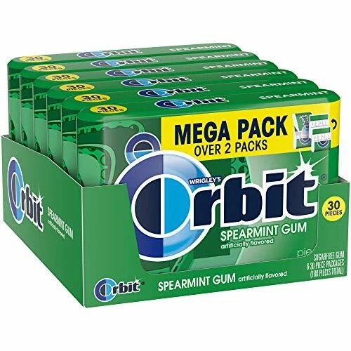 ORBIT Spearmint Sugar Chewing Gum 30-Piece Pack of 6