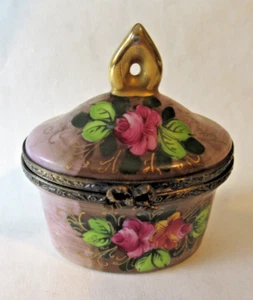 Peint Main Limoges Trinket - Old Fashioned Ronsard Styled Tureen - Picture 1 of 5