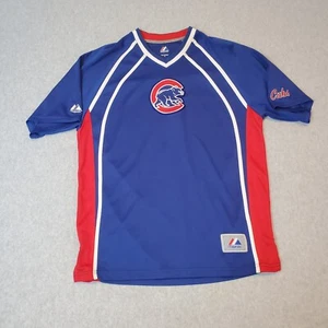 Majestic Chicago Cubs Jersey Y2K Embroidered Med Blue Pullover Walking Bear - Picture 1 of 14