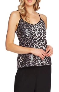 Vince Camuto Leopard Print Women's Sequin Cami Top With Thin Straps & V-Neckline - Picture 1 of 1