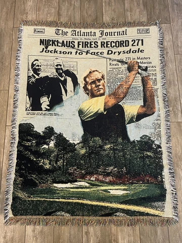 Jack Nicklaus Masters PGA Woven Tapestry Blanket Cover