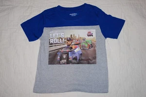 Boys S/S T-Shirt PAW PATROL "LET'S ROLL" Blue Gray DRIVING Skye Helicoptor SZ 4 - Picture 1 of 1
