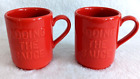 Kate spade Lenox New York 2 Mugs Red Embossed Letters Heavy 10 Oz. The Sauce Mug