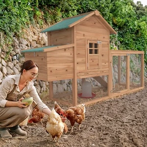 Chicken Coop Hen Cage Poultry Hutch Nesting Box Roof Wooden Outdoor Pet House - Picture 1 of 8