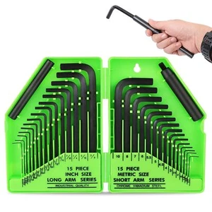 SWANLAKE 32PCS Hex Key Set Allen Wrench Set Inch/Metric MM0.7mm-10mm SAE0.028... - Picture 1 of 7
